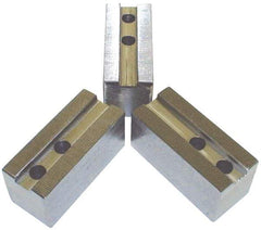 H & R Manufacturing - 3/32 x 90° Serrated Attachment, Square Soft Lathe Chuck Jaw - 3 Jaws, Steel, 1-9/16" Btw Mount Hole Ctrs, 6-1/4" Long x 2-1/2" Wide x 3" High, 1" Groove - Top Tool & Supply