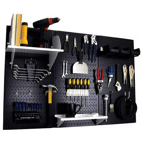 Wall Control - 48" Wide x 32" High Peg Board Kit - 3 Panels, Metal, Black/White - Top Tool & Supply