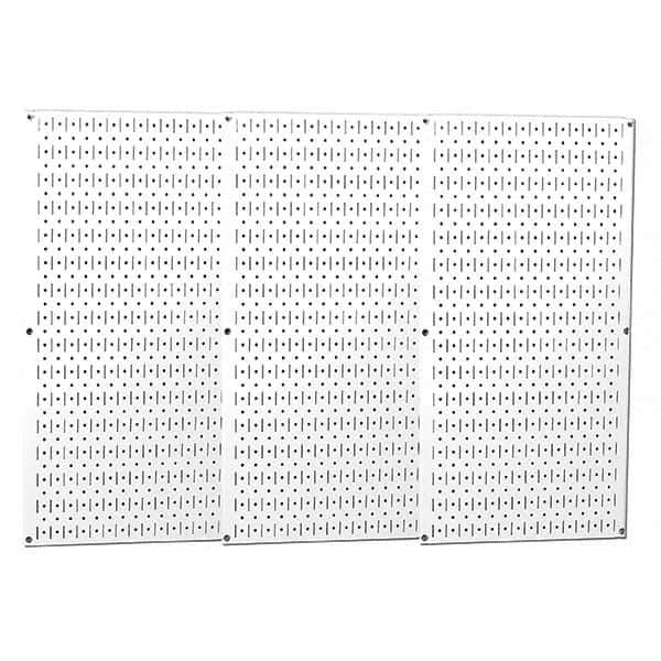 Wall Control - 48" Wide x 32" High Peg Board Storage Board - 3 Panels, Metal, White - Top Tool & Supply