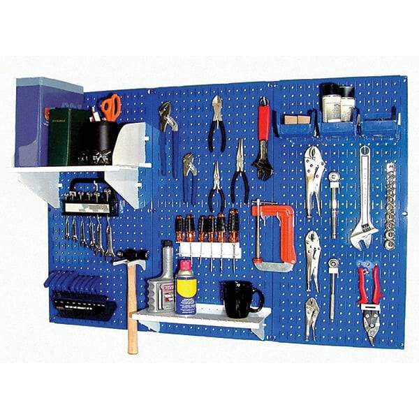 Wall Control - 48" Wide x 32" High Peg Board Kit - 3 Panels, Metal, Blue/White - Top Tool & Supply