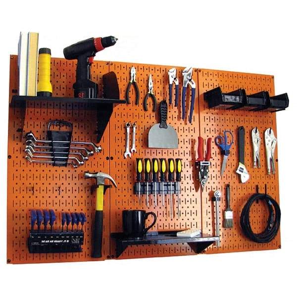 Wall Control - 48" Wide x 32" High Peg Board Kit - 3 Panels, Metal, Orange/Black - Top Tool & Supply