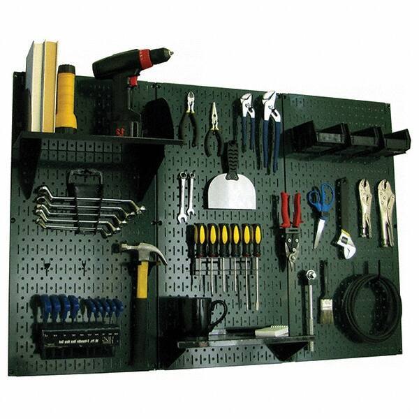 Wall Control - 48" Wide x 32" High Peg Board Kit - 3 Panels, Metal, Green/Black - Top Tool & Supply