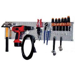 Wall Control - 32" Wide x 8" High Peg Board Kit - 1 Panels, Galvanized Steel, Galvanized/Black - Top Tool & Supply