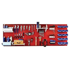 Wall Control - 96" Wide x 32" High Peg Board Kit - 6 Panels, Metal, Red/White - Top Tool & Supply