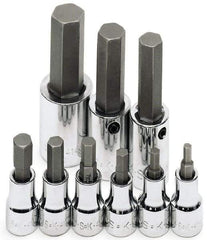 SK - 9 Piece 3/8 & 1/2" Drive Metric Hex Bit Socket Set - 4 to 17mm Hex - Top Tool & Supply