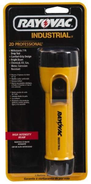 Rayovac - Incandescent Bulb, Industrial/Tactical Flashlight - Yellow Body, 2 D Batteries Not Included - Top Tool & Supply