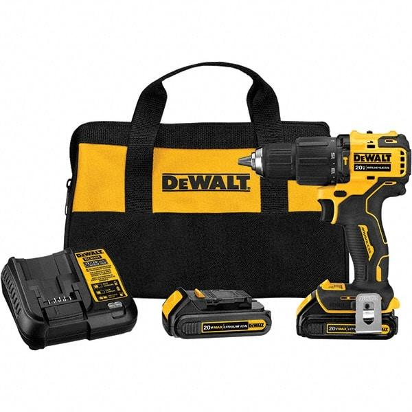 DeWALT - 20 Volt 1/2" Plastic Ratcheting Chuck Cordless Hammer Drill - 28500 BPM, 1650 RPM, Reversible - Top Tool & Supply