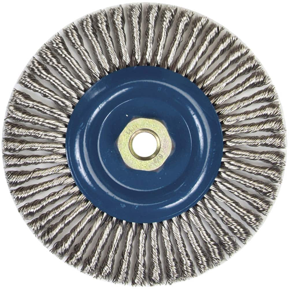 Norton - 6" OD, 5/8-11 Arbor Hole, Stringer Bead Stainless Steel Wheel Brush - Top Tool & Supply