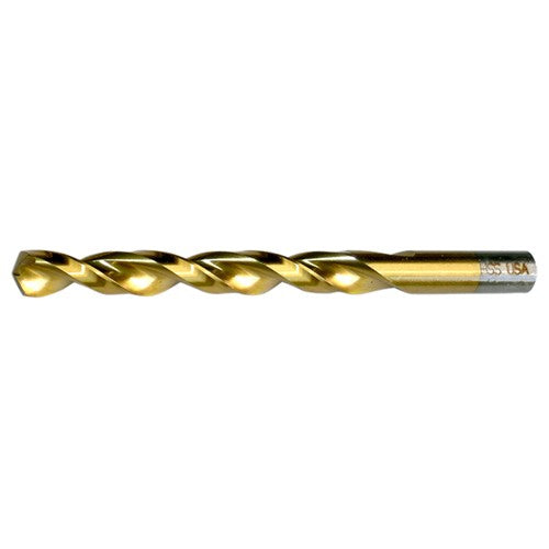 27/64 RHS / RHC HSS 135 Degree Split Point Heavy Duty Parabolic Jobber Length Drill - TiN - Exact Industrial Supply