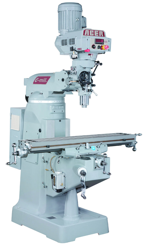 Electronic Variable Speed Vertical Mill - R-8 Spindle - 9 x 49'' Table Size - 3HP - 3PH - 220V Motor - Top Tool & Supply