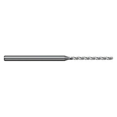 1.397 mm Dia. × 3 mm Shank × 19 mm Flute Length × 63 mm OAL, 12xD, 130°, TiB2, 3xD Flute, Round Solid Carbide Drill - Exact Industrial Supply