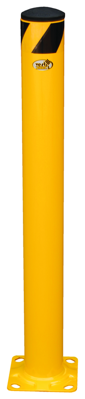 Bollards - Indoors/outdoors to protect work areas, racking and personnel - Powder coated safety yellow finish - Molded rubber caps are removable - Top Tool & Supply