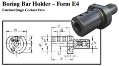 VDI Boring Bar Holder - Form E4 (External Single Coolant Flow) - Part #: CNC86 54.5025 - Top Tool & Supply
