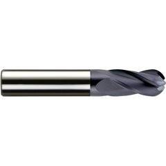 ‎3/16″ Dia. × 3/16″ Shank × 1-5/8″ DOC × 3 OAL, Carbide AlTiN, 4 Flute, Ballnose End Mill - Exact Industrial Supply