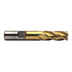 1 Dia. x 4-1/8 Overall Length 4-Flute Square End High Speed Steel SE End Mill-Round Shank-Center Cut-TiN - Top Tool & Supply