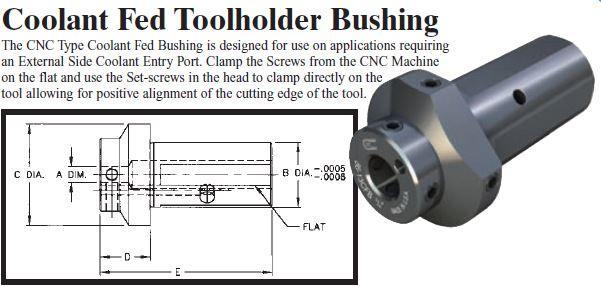 Coolant Fed Toolholder Bushing - (OD: 1-1/2" x ID: 3/8") - Part #: CNC 86-13CFB 3/8" - Top Tool & Supply