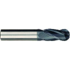 3/8 x 3/8 x 1 x 2-1/2 OAL 4 Flute Ball Nose Carbide End Mill - Round Shank-AlCrN Coated - Top Tool & Supply