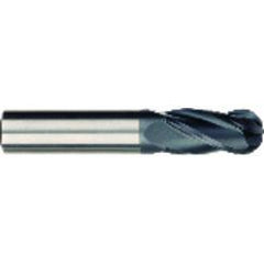 3/8 x 3/8 x 1/2 x 2-1/2 OAL 4 Flute Ball Nose Carbide End Mill - Round Shank-AlCrN Coated - Top Tool & Supply