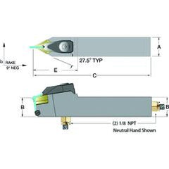 ADDPNN12-4B - 3/4 x 3/4" Neutral Toolholder - Top Tool & Supply