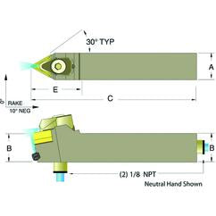 ADTENN16-4D 1 x 1" Neutral Toolholder - Top Tool & Supply