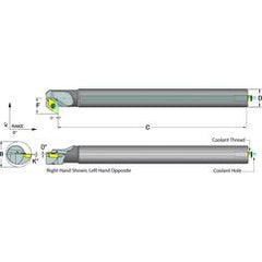 .375 Shank Coolant Thru Boring Bar- -5° (Back Boring) Lead Angle for DC_T 21.51 Style Inserts - Top Tool & Supply