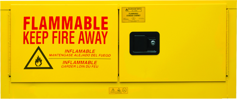 12 Gallon - All Welded - FM Approved - Flammable Safety Cabinet with Legs - Manual Doors - 1 Shelf - Safety Yellow - Top Tool & Supply