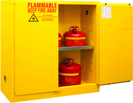 30 Gallon - All Welded - FM Approved - Flammable Safety Cabinet - Manual Doors - 1 Shelf - Safety Yellow - Top Tool & Supply