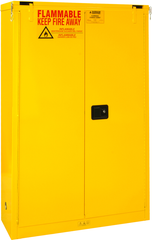 45 Gallon - All Welded - FM Approved - Flammable Safety Cabinet - Self-closing Doors - 2 Shelves - Safety Yellow - Top Tool & Supply