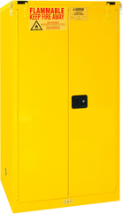 60 Gallon - All Welded - FM Approved - Flammable Safety Cabinet - Self-closing Doors - 2 Shelves - Safety Yellow - Top Tool & Supply