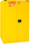 90 Gallon - All Welded - FM Approved - Flammable Safety Cabinet - Self-closing Doors - 2 Shelves - Safety Yellow - Top Tool & Supply