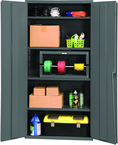 36"W - 16 Gauge - Lockable Cabinet - 4 Adjustable Shelves - Flush Door Style - Gray - Top Tool & Supply