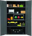 48"W - 16 Gauge - Lockable Shelf Cabinet - 4 Adjustable Shelves - Flush Door Style - Gray - Top Tool & Supply