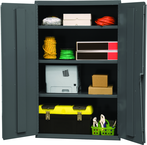 36"W - 16 Gauge - Lockable Shelf Cabinet - 3 Adjustable Shelves - Flush Door Style - Gray - Top Tool & Supply