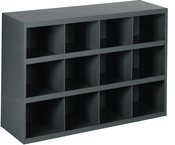 12" Deep Bin - Steel - Cabinet - 12 opening bin - for small part storage - Gray - Top Tool & Supply