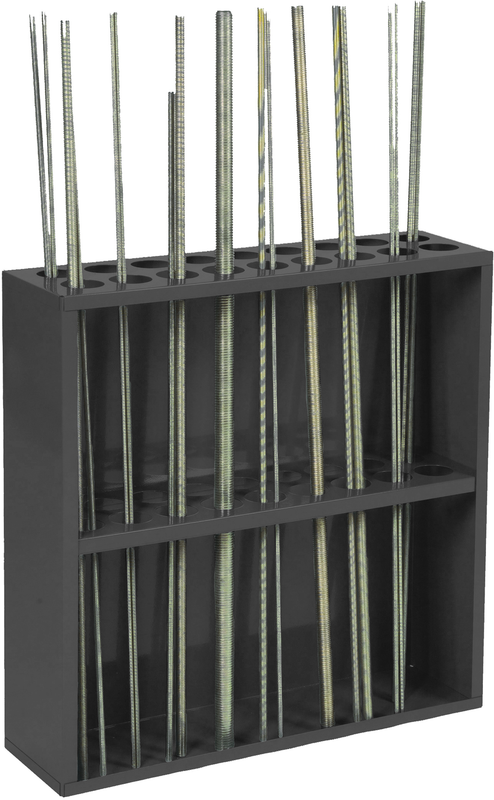 24-1/8 x 6-7/8 x 24'' - 18 Opening Threaded Rod Rack - Top Tool & Supply