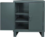 36"W - 14 Gauge - Lockable Shelf Cabinet - 2 Adjustable Shelves - Recessed Door Style - Gray - Top Tool & Supply