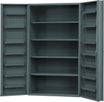 48"W - 14 Gauge - Lockable Shelf Cabinet - 4 Adjustable Shelves - 14 Door Shelves - Deep Door Style - Gray - Top Tool & Supply