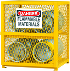 30"W - All Welded - Angle Iron Frame with Mesh Side - Horizontal Gas Cylinder Cabinet - 1 Shelf - Magnet Door - Safety Yellow - Top Tool & Supply