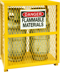 30 x 20 x 33-1/2" - All Welded - Angle Iron Frame with Mesh Side - Horizontal/Vertical Gas Cylinder Cabinet - Magnet Doors - Safety Yellow - Top Tool & Supply