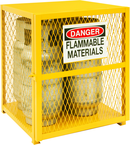 30"W - All Welded - Angle Iron Frame with Mesh Side - Vertical Gas Cylinder Cabinet - Magnet Door - Safety Yellow - Top Tool & Supply