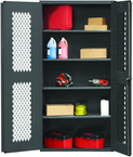 36"W - 14 Gauge - Lockable Ventilated Cabinet - 4 Adjustable Shelves - Flush Door Style - Gray - Top Tool & Supply