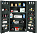 48"W - 14 Gauge - Lockable Cabinet - 4 Adjustable Shelves - 14 Door Shelves - Deep Door Style - Gray - Top Tool & Supply