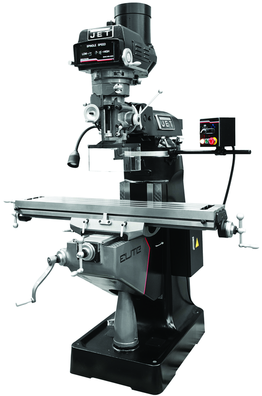 9 x 49" Table Variable Speed Mill With 3-Axis ACU-RITE 200S (Knee) DRO and X - Y - Z-Axis JET Powerfeeds - Top Tool & Supply