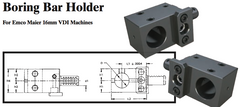Boring Bar Holder - Left-Hand (Bottom) (For Emco Maier 16mm VDI Machines) - Part #: CNC86 E58.1625L - Top Tool & Supply