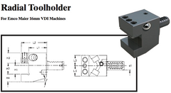 Radial Toolholder (For Emco Maier 16mm VDI Machines) - Part #: CNC86 E45.1616 - Top Tool & Supply