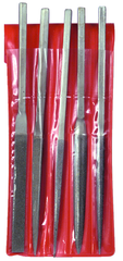 5 Pc. 4-1/4" Diamond Length - 8-1/2" OAL - Med Grit - Diamond File Set - Top Tool & Supply