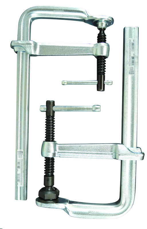 Economy L Clamp - 20" Capacity - 5-1/2" Throat Depth - Heavy Duty Pad - Profiled Rail, Spatter resistant spindle - Top Tool & Supply