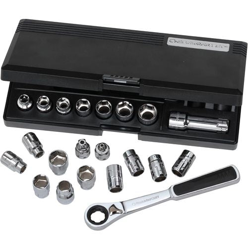 21 PIece GearRatchet Combination SAE and Metric Socket Set - Exact Industrial Supply