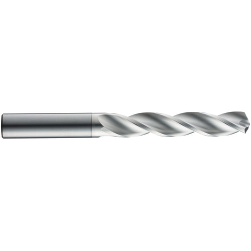 9.1 mm Dia. × 10 mm Shank × 61 mm Flute Length × 103 mm OAL, 5xD, 124°, TB, 3 Flute, External, Round Solid Carbide Drill - Exact Industrial Supply