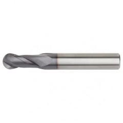 1/4x1/4x1/2x2 Ball Nose 2FL Carbide End Mill-Round Shank-TiAlN - Top Tool & Supply